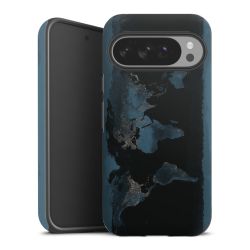 Mappa del mondo con luce notturna