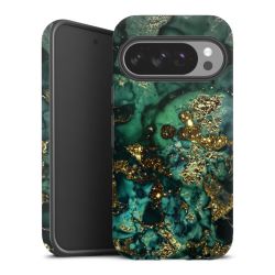 Aspetto marmorizzato ciano glitterato