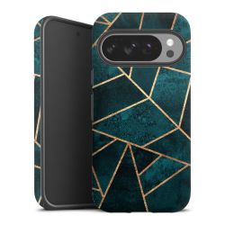 Tief Blaugrün Stein Gold Druck