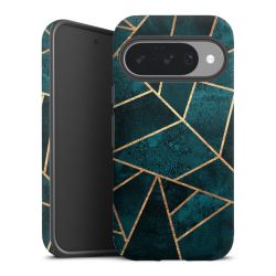Tief Blaugrün Stein Gold Druck
