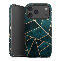 Tief Blaugrün Stein Gold Druck
