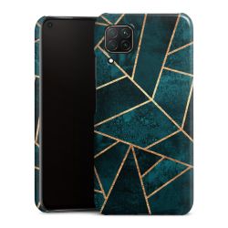 Diepblauwgroene steengouden print