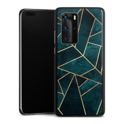 Tief Blaugrün Stein Gold Druck