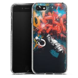 Silikon Glitter Case transparent-silber