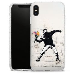 Silikon Glitter Case transparent-silber