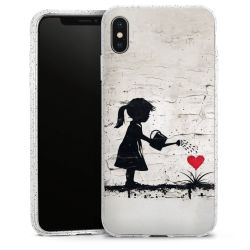 Silikon Glitter Case transparent-silber