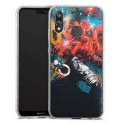 Silikon Glitter Case transparent-silber