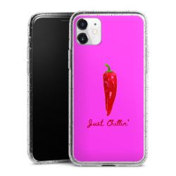 Silikon Glitter Case transparent-silber