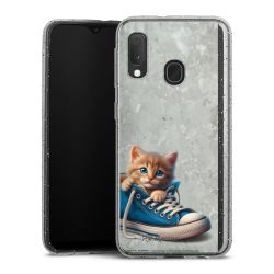 Silikon Glitter Case transparent-silber