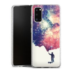 Silikon Glitter Case transparent-silber