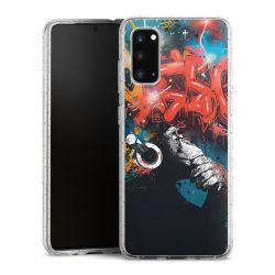 Silikon Glitter Case transparent-silber