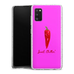 Silikon Glitter Case transparent-silber