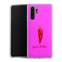 Silikon Glitter Case transparent-silber