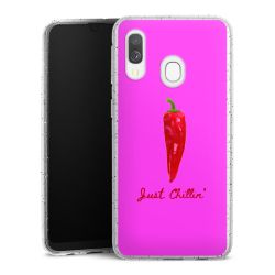 Silikon Glitter Case transparent-silber