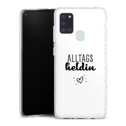 Silikon Glitter Case transparent-silber