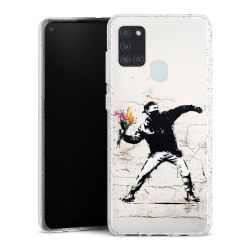 Silikon Glitter Case transparent-silber