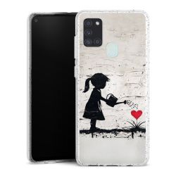 Silikon Glitter Case transparent-silber