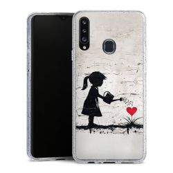 Silikon Glitter Case transparent-silber