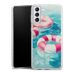 Silikon Glitter Case transparent-silber