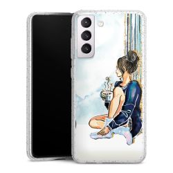 Silikon Glitter Case transparent-silber