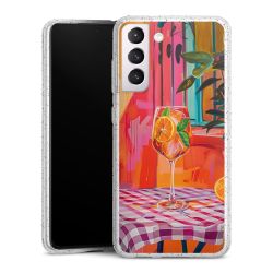 Silikon Glitter Case transparent-silber