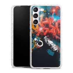 Silikon Glitter Case transparent-silber