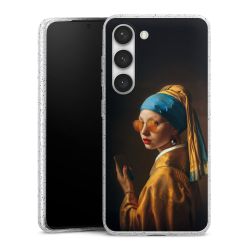 Silikon Glitter Case transparent-silber