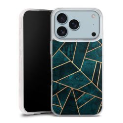 Tief Blaugrün Stein Gold Druck