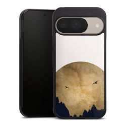 Deux oiseaux et la lune