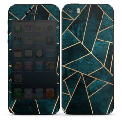 Tief Blaugrün Stein Gold Druck