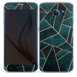 Diepblauwgroene steengouden print