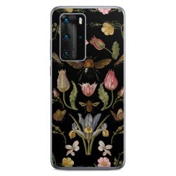 Fleurs Sauvages et Abeilles Fond Noir