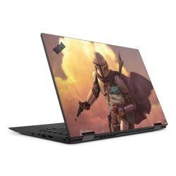 Les nuages ​​du coucher du soleil Mandalorien et Grogu