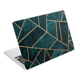 Diepblauwgroene steengouden print