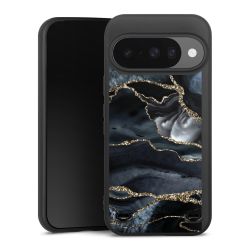 Dunkler Marmor Gold Glitzerlook