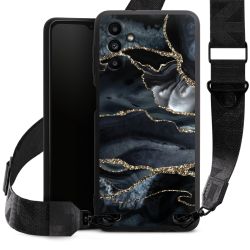 Dunkler Marmor Gold Glitzerlook