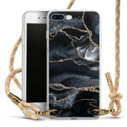 Dunkler Marmor Gold Glitzerlook