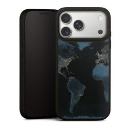 Mappa del mondo con luce notturna