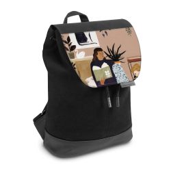 Backpack with flap small Black