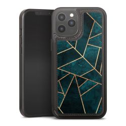 Tief Blaugrün Stein Gold Druck