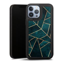 Tief Blaugrün Stein Gold Druck