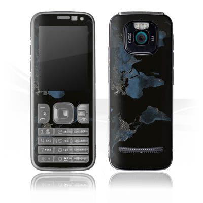 Mappa del mondo con luce notturna