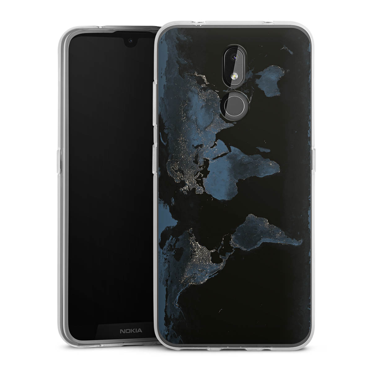 Mappa del mondo con luce notturna