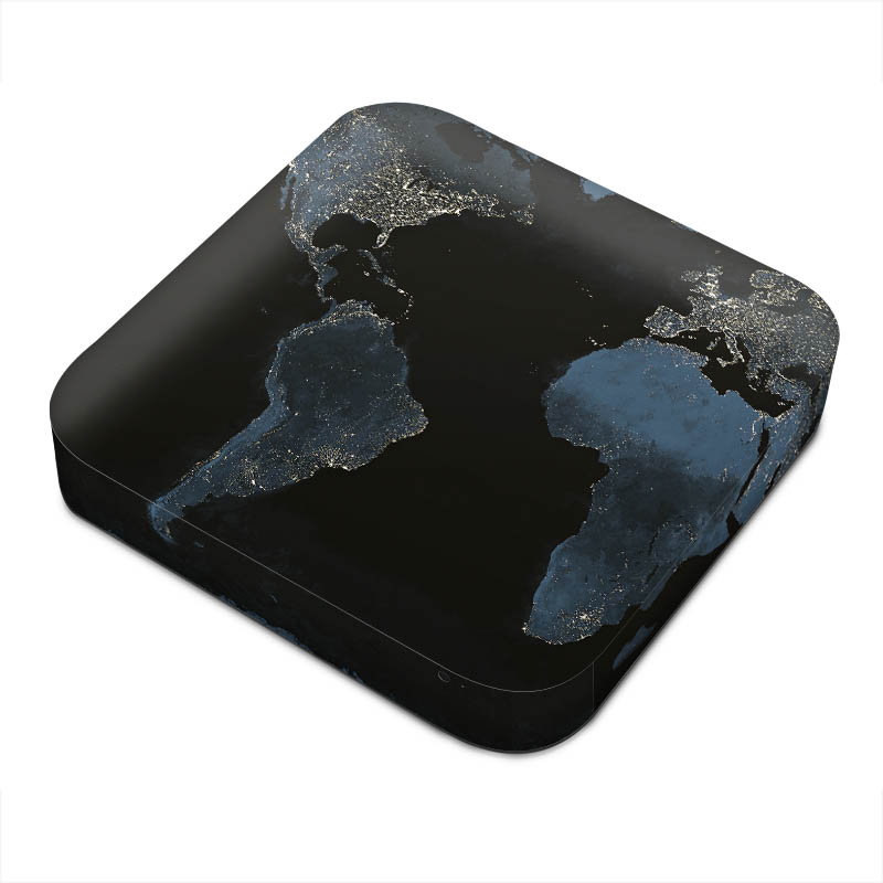 Mappa del mondo con luce notturna