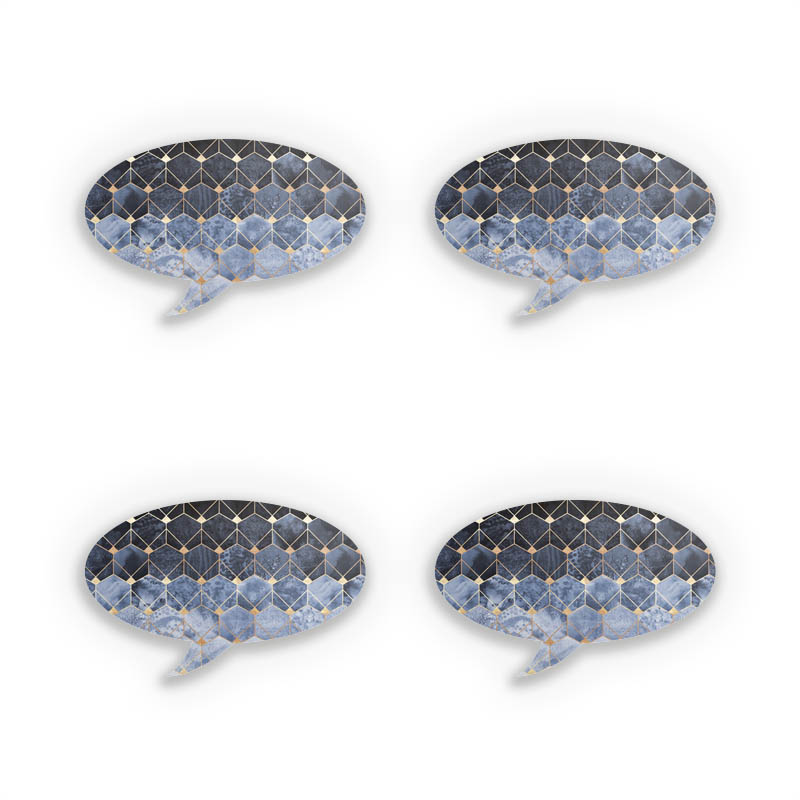 Blaue Sechsecke und Diamanten Golddruck