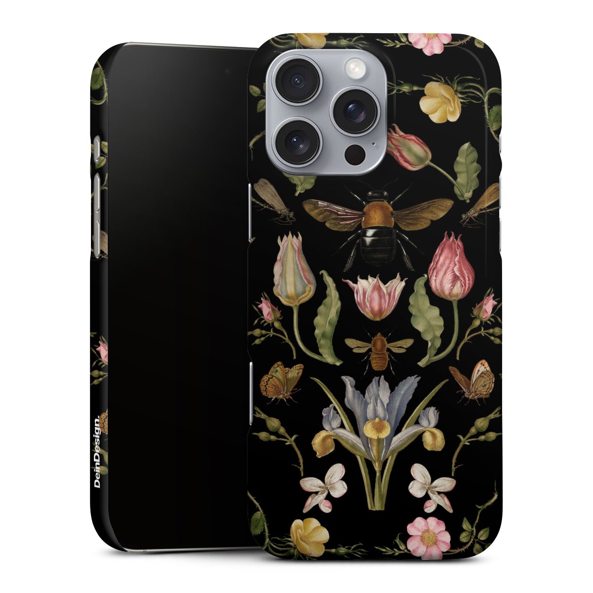 Fleurs Sauvages et Abeilles Fond Noir