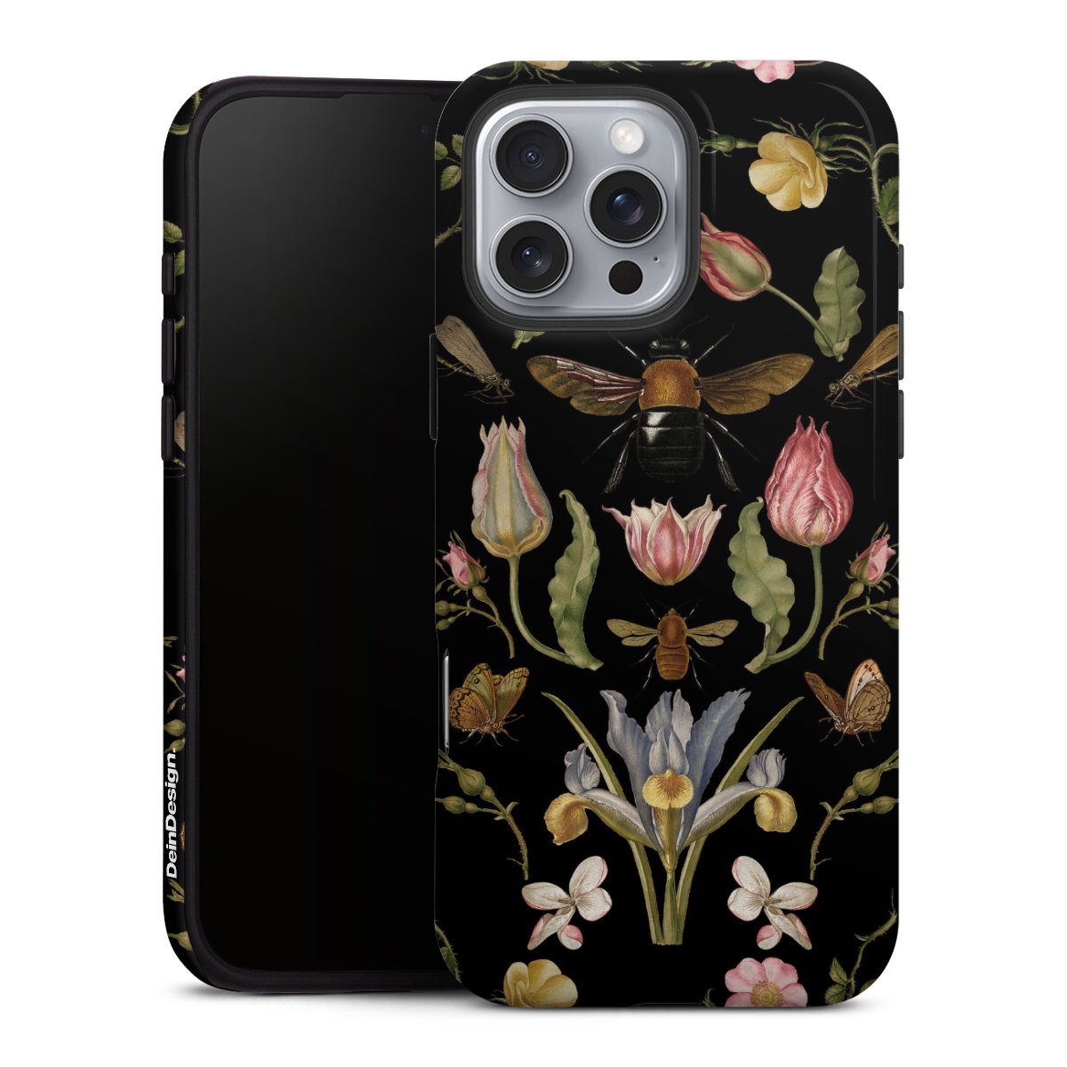 Fleurs Sauvages et Abeilles Fond Noir