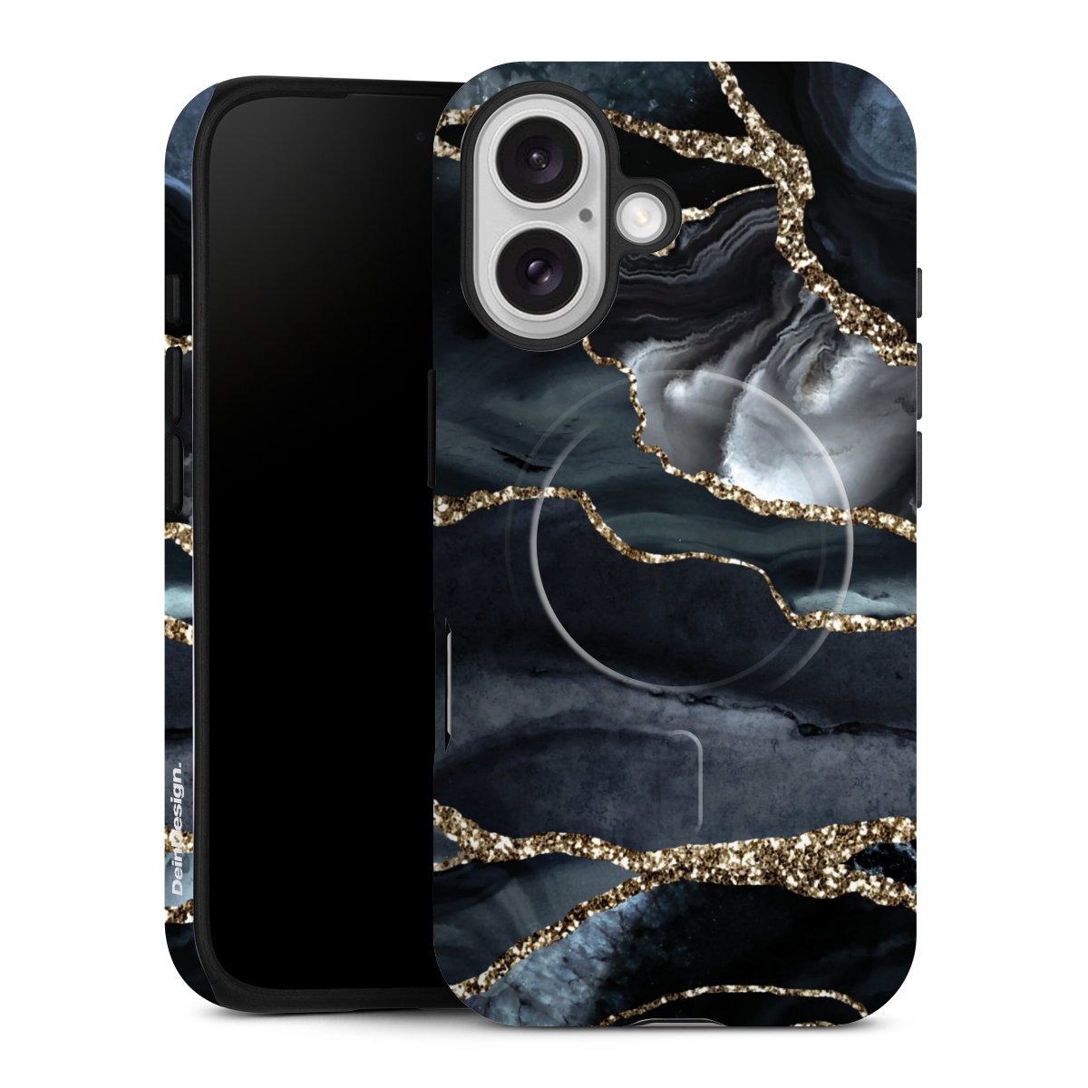Dunkler Marmor Gold Glitzerlook