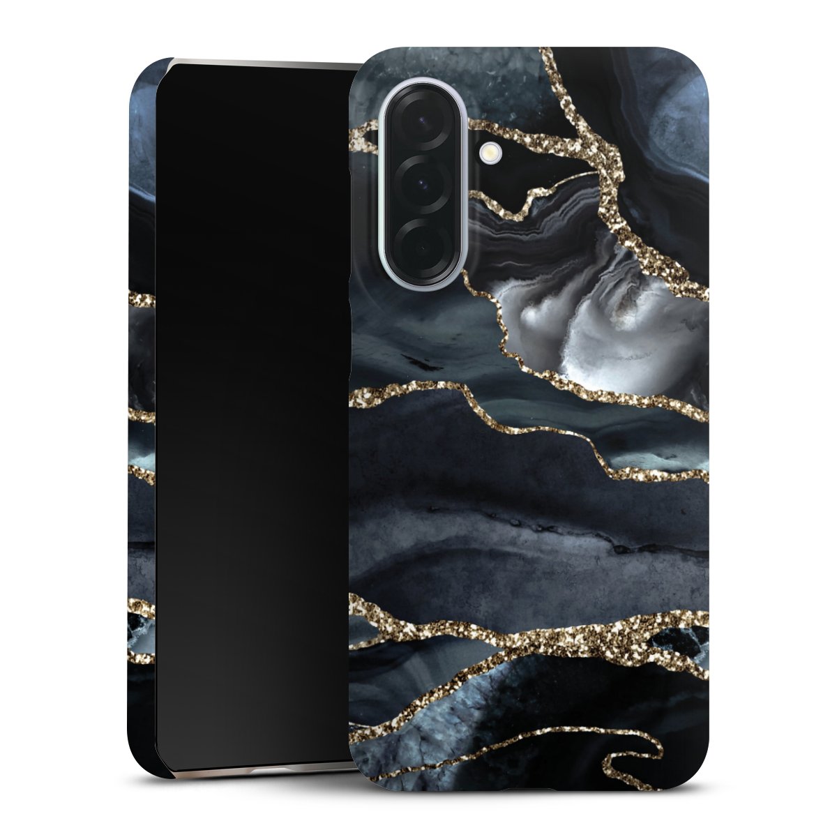 Dunkler Marmor Gold Glitzerlook