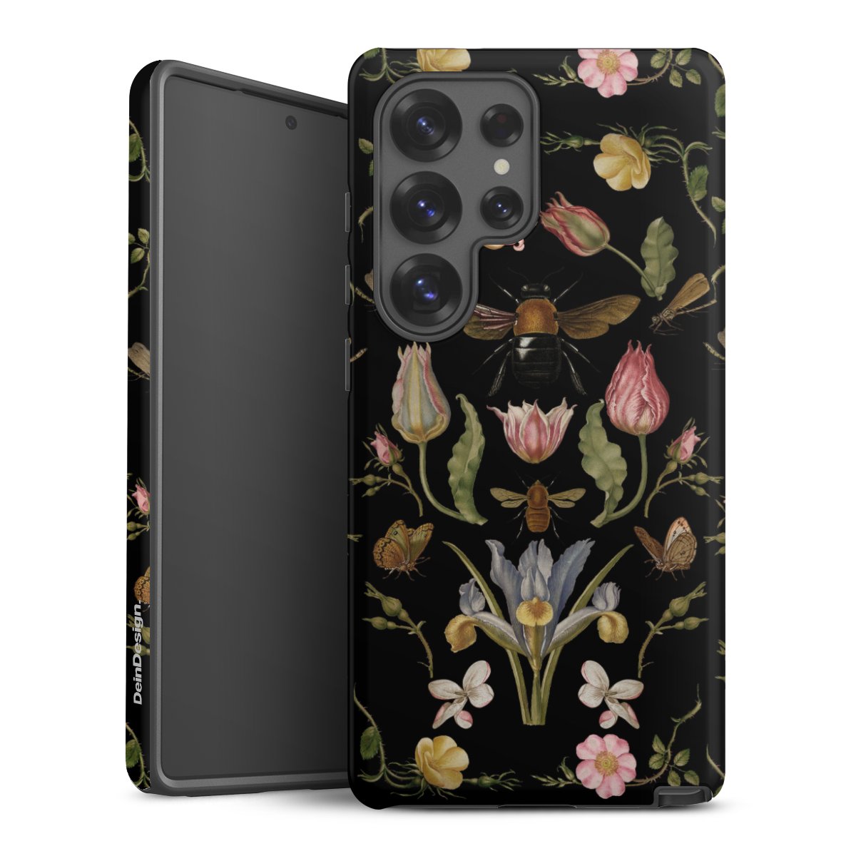 Fleurs Sauvages et Abeilles Fond Noir